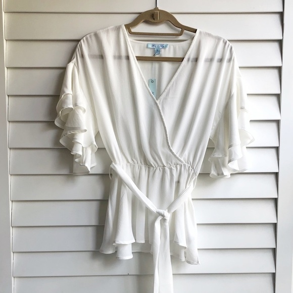 She + Sky Ruffle Wrap Top - Picture 3 of 9